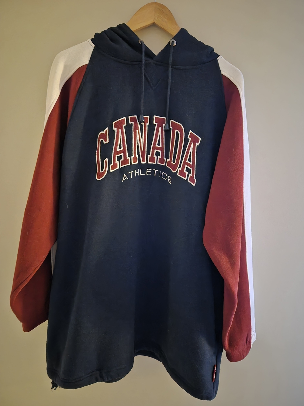Canada Athletics Navy Hooded Sweatshirt with Red Sleeves